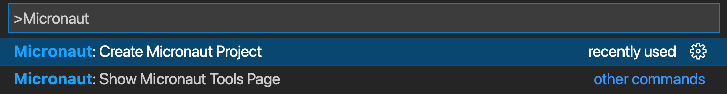Micronaut VS Code Commands