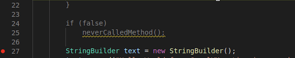 Uncalled method greyed out