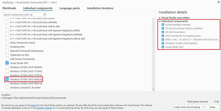 Windows SDK Installed