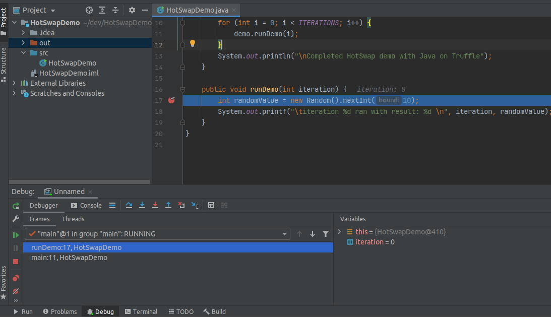 HotSwap Debugging Session: Debug Output 