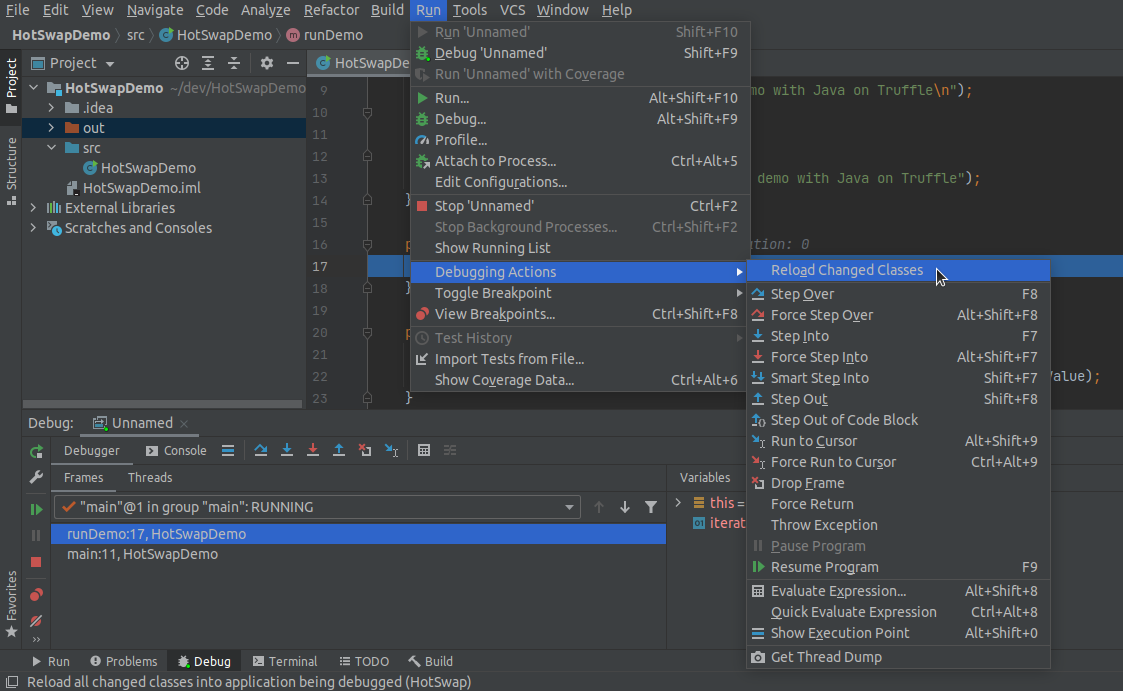 HotSwap Debugging Session: Reload Changed Classes