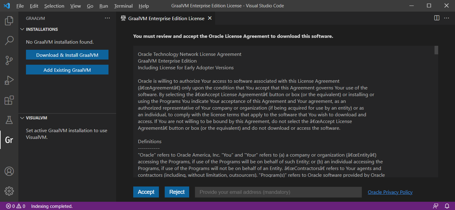 Accept Oracle License Agreement