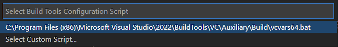 Provide Path to Microsoft Build Tools Script