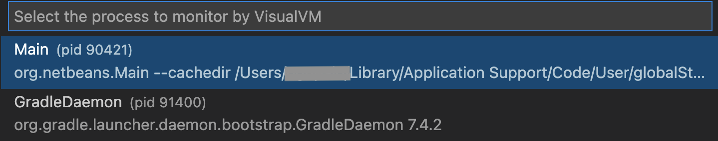 Select Java process to monitor by VisualVM
